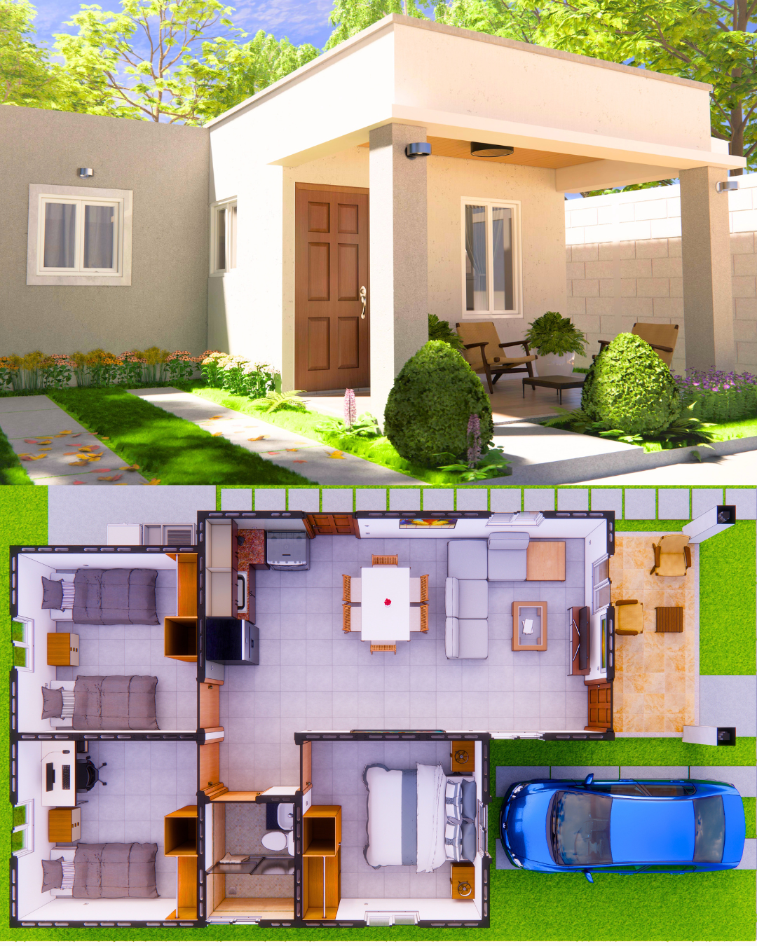 Fachada y Planta Modelo M66